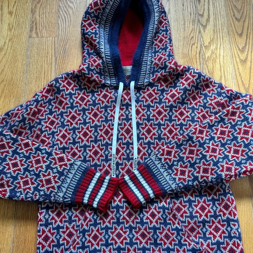Golden Goose Red, White and Blue Wool Mohair Hooded Sweater.  Like New! - Picture 8 of 8